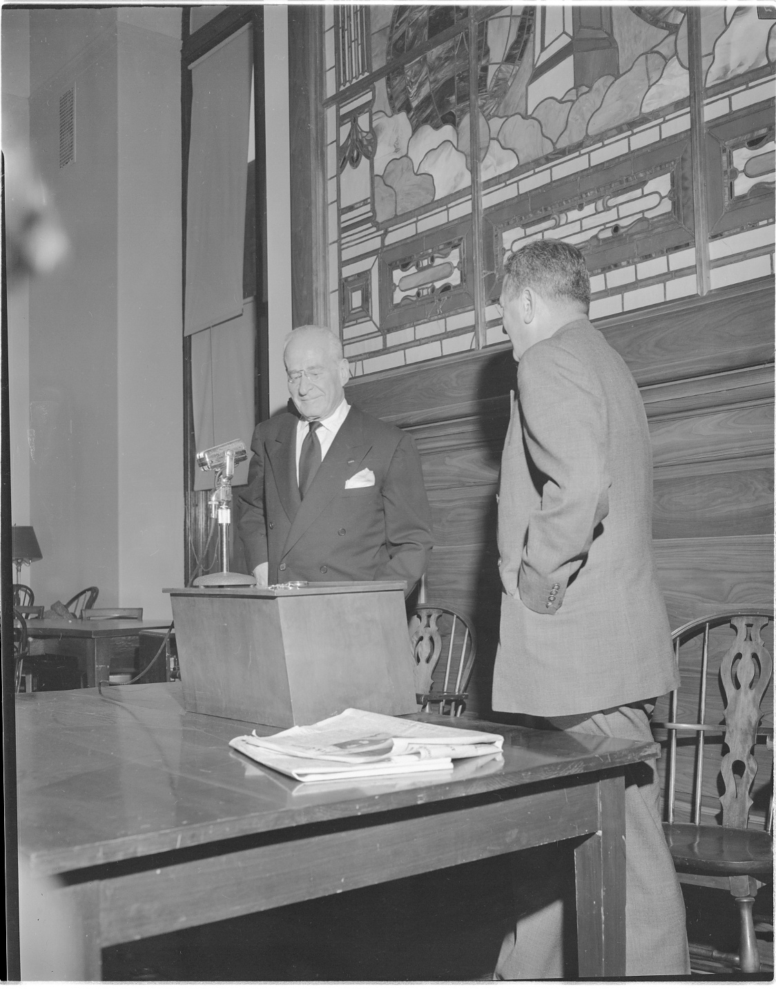 Herbert Bayard Swope speaking at Columbia University Journalism School, 7 December 1954